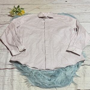 Nordstrom White and Red Geometric Trim Fit Button Down Dress Shirt